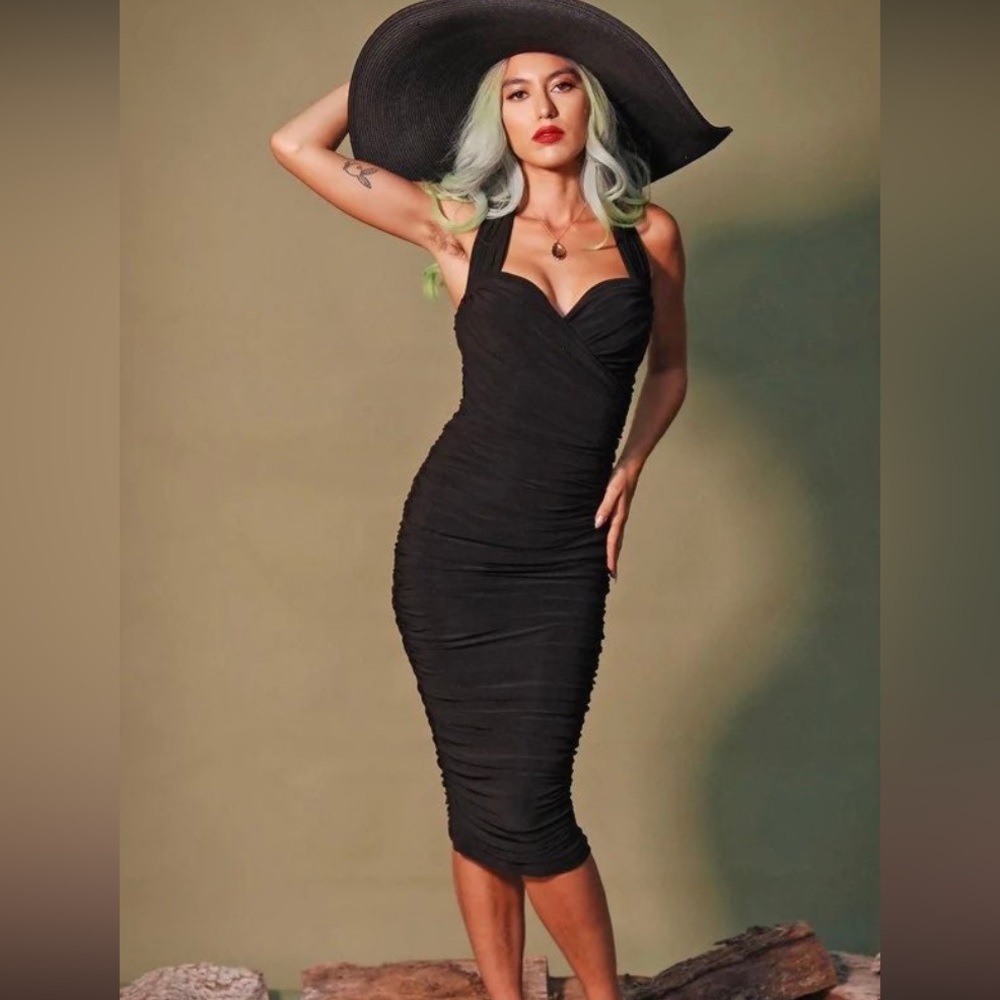 NWT Pinup Girl Clothing: Traci Lords Wiggle Dress in black